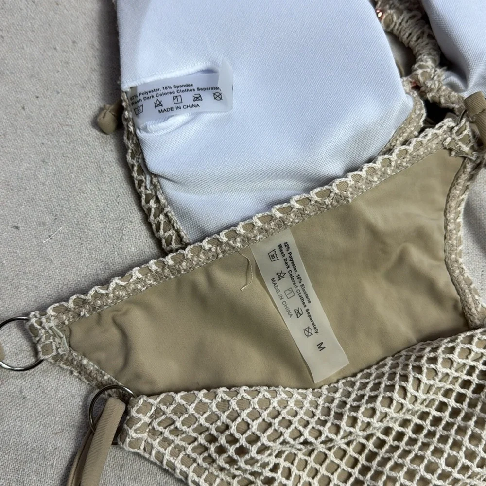 Vintage Tie Side, Brazilian Style Elegant Cream Bikini Set